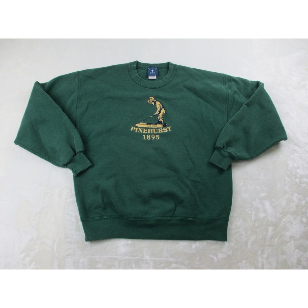 VINTAGE Oarsman Sweater Mens Green Pinehurst Golf Embroidered USA Pullover*